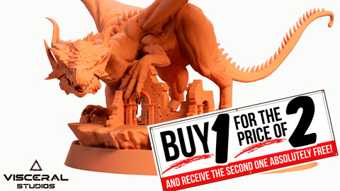 PACK 2 MODELS | DRAGON MEDIEVAL DND MINIATURE