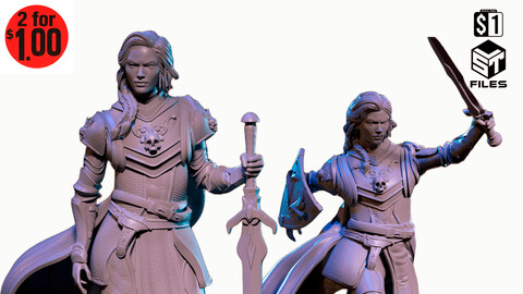 PACK 2 MODELS | AMAYA MEDIEVAL DND MINIATURE | BY ELTON3D