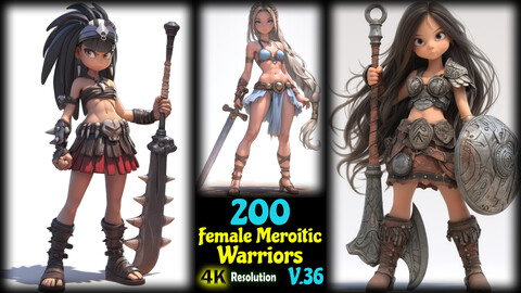 200 Female Meroitic Warriors - 4K Resolution - V.36