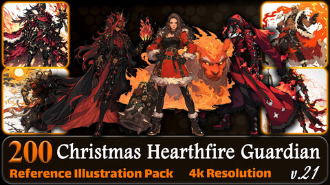 200 Anime Christmas Hearthfire Guardian (Full Body) Reference Pack | 4K | v.21