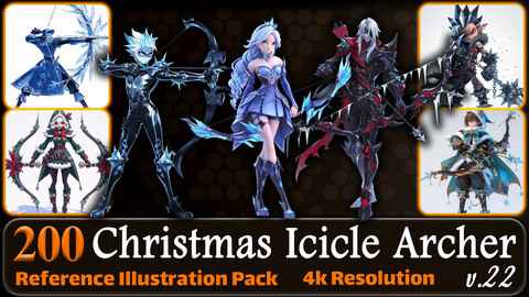 200 Anime Christmas Icicle Archer (Full Body) Reference Pack | 4K | v.22