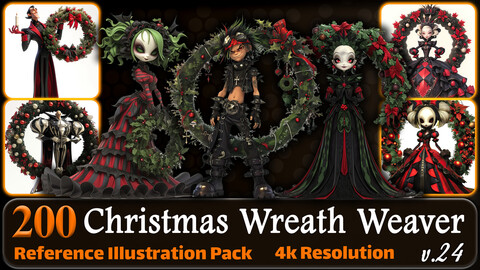 200 Anime Christmas Wreath Weaver (Full Body) Reference Pack | 4K | v.24