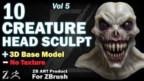 10 ZB ART Dark Creature Head Sculpt (3D Base Model) - Vol 5