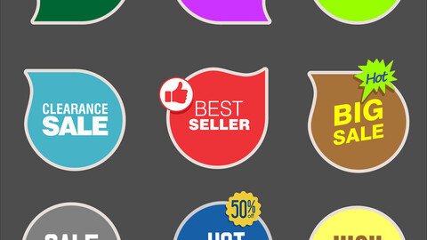 Colorful sale stickers vector illustration collection, Price Sale Tags, Marketing, Advertising