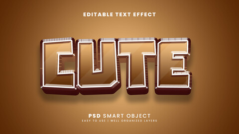 3D Cute. PSD fully editable text effect. Layer style PSD mockup template