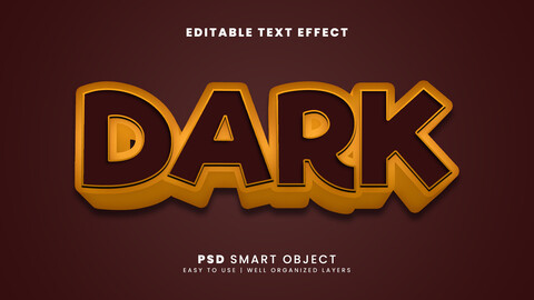 3D Dark. PSD fully editable text effect. Layer style PSD mockup template