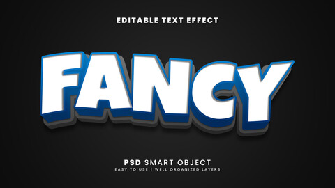 3D Fancy. PSD fully editable text effect. Layer style PSD mockup template