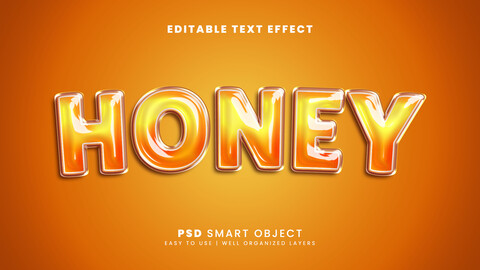 3D Honey. PSD fully editable text effect. Layer style PSD mockup template