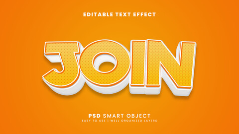 3D Join. PSD fully editable text effect. Layer style PSD mockup template