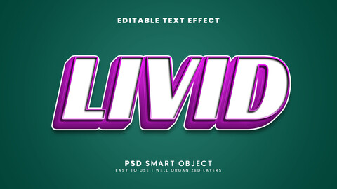 3D Livid. PSD fully editable text effect. Layer style PSD mockup template