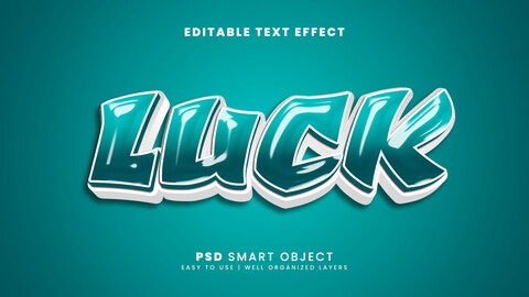 3D Luck. PSD fully editable text effect. Layer style PSD mockup template