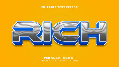 3D Rich. PSD fully editable text effect. Layer style PSD mockup template