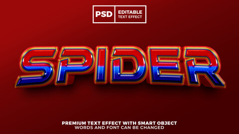 3D Spider. PSD fully editable text effect. Layer style PSD mockup template