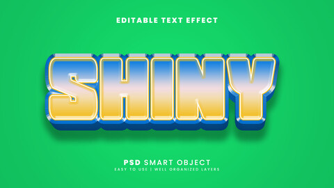 3D Shiny. PSD fully editable text effect. Layer style PSD mockup template