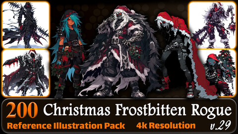 200 Anime Christmas Frostbitten Rogue (Full Body) Reference Pack | 4K | v.29