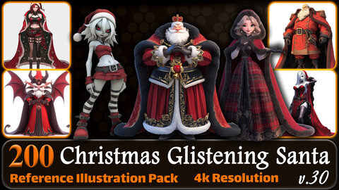 200 Anime Christmas Glistening Santa (Full Body) Reference Pack | 4K | v.30