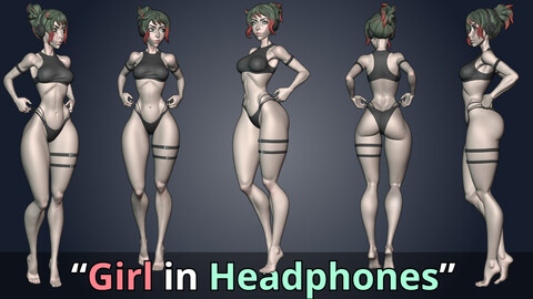 "Girl in Headphones" 3D Sculpt