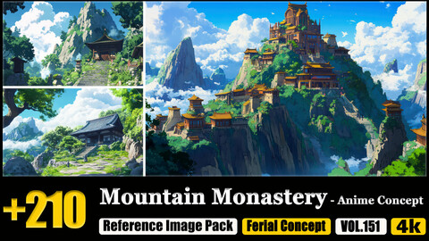 210 Mountain Monastery - Anime Concept Reference Image Pack v.151 |4K|