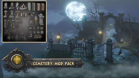 Stylized Cemetery Asset Pack for Blender, Unity & UE5