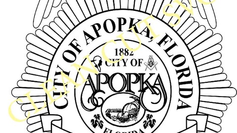 City of Apoka Police Badge Florida vector file Black white vector outline or line art file for cnc laser cutting, wood, metal engraving, Cricut file, cnc router file, vinyl cutting, digital cutting machine file