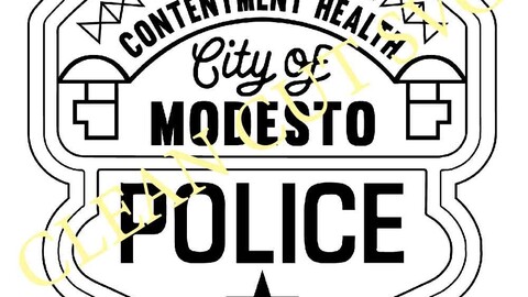 City of Modesto Police Badge vector file Black white vector outline or line art file for cnc laser cutting, wood, metal engraving, Cricut file, cnc router file, vinyl cutting, digital cutting machine file