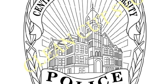 Central Washington Uni Police badge vector file Black white vector outline or line art file for cnc laser cutting, wood, metal engraving, Cricut file, cnc router file, vinyl cutting, digital cutting machine file