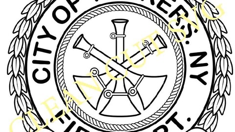 Asst Cheif FD City of Yonkers badge vector file 2 Black white vector outline or line art file for cnc laser cutting, wood, metal engraving, Cricut file, cnc router file, vinyl cutting, digital cutting machine file