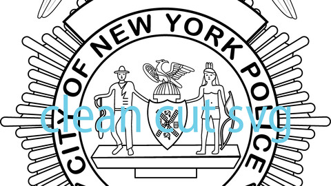 NY City Police Surgeon Lieutenant officer badge blank vector file Black white vector outline or line art file for cnc laser cutting, wood, metal engraving, Cricut file, cnc router file, vinyl cutting, digital cutting machine file