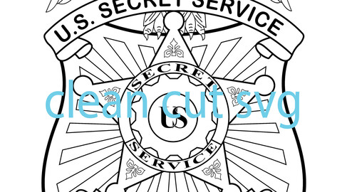 US Secret service Special agent badge vector file file Black white vector outline or line art file for cnc laser cutting, wood, metal engraving, Cricut file, cnc router file, vinyl cutting, digital cutting machine file