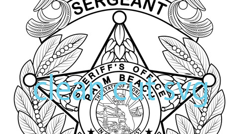 Sergeant Palm Beach Sheriffs Office Badge vector file Black white vector outline or line art file for cnc laser cutting, wood, metal engraving, Cricut file, cnc router file, vinyl cutting, digital cutting machine file