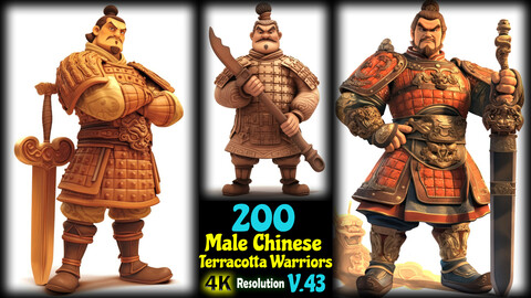 200 Male Chinese Terracotta Warriors - 4K Resolution - V.43