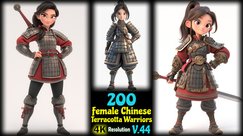 200 Female Chinese Terracotta Warriors - 4K Resolution - V.44