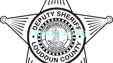 Loudoun County Sheriff Deputy virginia Badge vector file Black white vector outline or line art file for cnc laser cutting, wood, metal engraving, Cricut file, cnc router file, vinyl cutting, digital cutting machine file