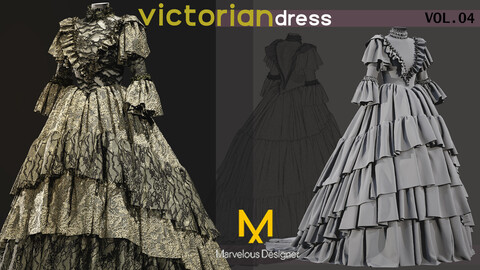 Victorian dress(outfit) - Marvelous designer_ (Vintage collection) VOL04