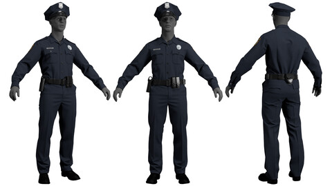 Police Officer Uniform (Marvelous Designer / Clo 3D project+OBJ)