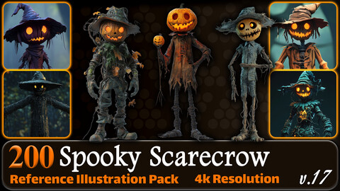 200 Spooky Scarecrow Reference Pack | 4K | v.17