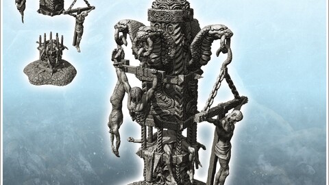 Terrifying totem with crucified human bodies and sculpted snake heads (12) | STL for 3D Printing