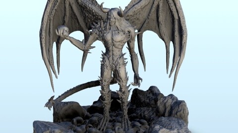 Winged demon with tail | STL for 3D Printing