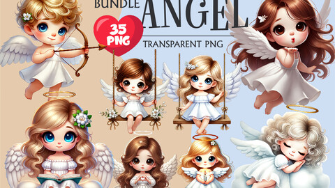 Angels Bundle. Clipart, PNG.