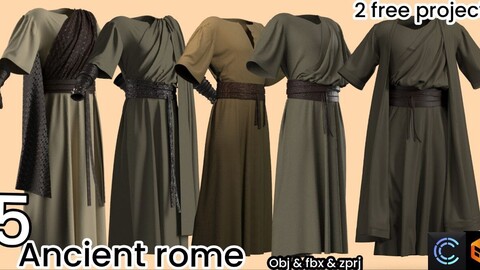 ancient rome dress Marvelous / CLO Project file ZPRJ (A Pose, and Clo3d Textures) OBJ (Thin_Unweld - Thin_Weld - Thick) with Textures FBX (Thin_Unweld - Thin_Weld - Thick) with Textures UV Ready