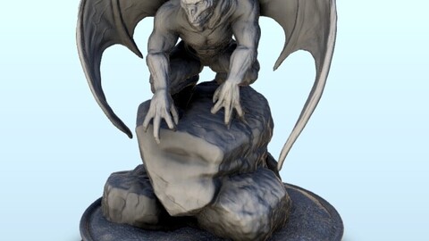 Winged devil on a rock | STL for 3D Printing