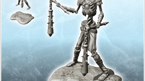 Skeletal undead with double clubs and tack (21) | STL for 3D Printing