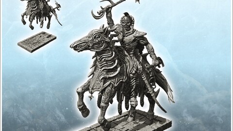 Horseman of the Apocalypse with Steed of Darkness and Scythe (28) | STL for 3D Printing