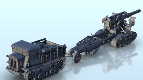 B-4 203mm howitzer M1931 and Stalinec-2 transport truck | STL for 3D Printing