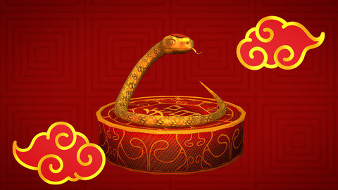 Golden Snake | 3D Statue | Lunar Year 2025