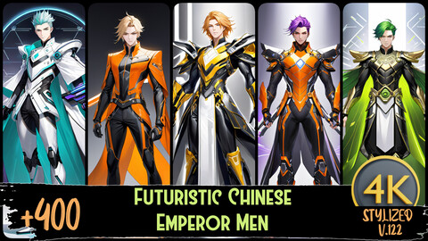 +430 Futuristic Chinese Emperor Men | 4K Resolution | Manga Stylized Vol.122