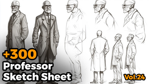 +300 Professor Sketch Sheet Reference Images(4k)