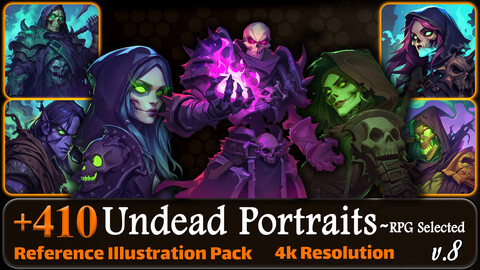 410 Undead Portraits - RPG Selected Reference Pack | 4K | v.8