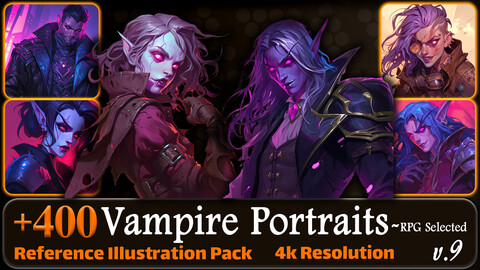 400 Vampire Portraits - RPG Selected Reference Pack | 4K | v.9