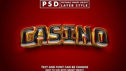 Casino PSD fully editable text effect. Layer style PSD mockup template